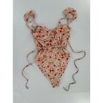 REBECCA VALLANCE Swimsuit Size Large Catania Ruffled Waist Tie Floral One Piece​ Photo 3