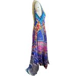 Camilla 100% Silk Swarovski Beaded V-Neck Bright Print Maxi Dress Size Medium/Lg Photo 4