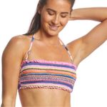 Hobie Smock This Way Bandeau Bikini Top NWT size Medium Striped Halter Neck Photo 0
