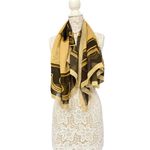 Ellen Tracy  Vintage Silk Scarf Baroque Border Print Neutral Gold Brown, Sheer Photo 6