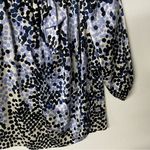 St. John  Shirt Women Size 6 Gray Polka Dot Bow Tie Front Silk Spandex Blend Photo 3