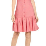 Rachel Parcell Flirty Linen Blend Shirt Puff Sleeve Pink Dress Small Photo 0