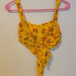 Urban Outfitters UO Jade Scarf Tie Back Crop Cami Tank Yellow Cherry Print M Photo 4