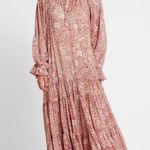 NWT O.P.T. X Anthropologie Floral Poppy Ruffle Tired Bohemian Midi Dress Red Photo 5