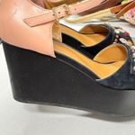 Marni Pink Black Leather Rhinestone Platform Wedges Heels Womens 7 Coquette Photo 8