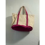 Lands' End Vintage   12x15 Bag White Pink Stiff Canvas USA Made Photo 2