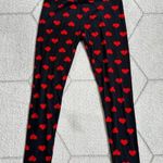 NWT Women's Chances R Red Heart Pattern Black Leggings Valentine's Day Sz L Size L Photo 0
