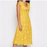 Joie Adella Yellow Ruffle Trimmed Floral Embroidered Midi Dress Size 4 Photo 1