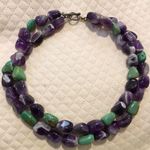 Amethyst VINTAGE and Turquoise Double Strand Sterling Silver Necklace Photo 7