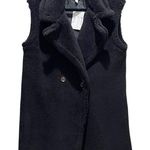 And Now This Teddy Faux Shearling Long Vest Black Women’s Size Medium NWT Photo 0