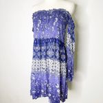 Raga  Anthropologie Willa Off Shoulder Smocked Blue Dress Size Small NWT Photo 1