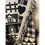 Y2K Folk Farmhouse Woven Checks Sheep Hearts Fringe Open Front Boho Cottagecore Black Size L Photo 3