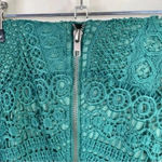 Green Teal Eyelet Lace‎ Crop Top And Mini Skirt Boutique Set Photo 10