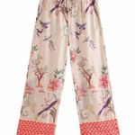 ZARA JUNGLE PRINTED PAJAMA-STYLE HIGH WAIST STRAIGHT LEG PANTS SIZE XS NEW Photo 14