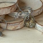 Handmade Sparkling Gold Chunky Glitter Tear Shaped Necklace on a 20” chain Photo 3