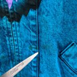 Sundance Vintage  Denim Jacket Southwestern Teal Aztec Print Acid Wash‎ USA Large Photo 6