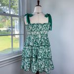 fab'rik  Smocked Green and White Floral Ruffle Dress Small Photo 2