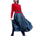 ZARA  Black Pleated Vegan Leather Wrap Midi Skirt XS Photo 1