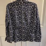 Rafael Essential navy long sleeve eyelet geo print cotton blue collar shirt L Size L Photo 3