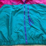 Columbia Vintage Windbreaker Jacket Green Pink Zip Up Hood Women Size XL Photo 2