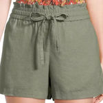 Loft ANN TAYLOR Olive Green High Rise Drawstring Cotton Pull On Paperbag Shorts Photo 0