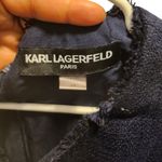 Karl Lagerfeld  Dark BLUE Frayed Edge Tweed DRESS Size 14 Photo 3