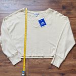 JoyLab Boxy Tan Thermal Waffle Long Sleeve Split Neck Crop Top Size XL NWT Photo 3