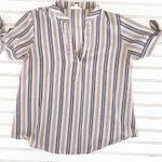 Striped Puff sleeves dressy top Size Small by MINE Pink Photo 2