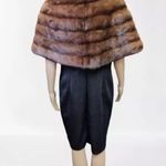 Vintage Genuine 100% Mink Paul Magder Fur Fully Lined Floral Stole Jacket Sz S/M Brown Size M Photo 3