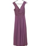 Abby Paris Mauve Long Chiffon Pleated V-Neck A-Line Formal Bridesmaid Prom Dress Photo 6