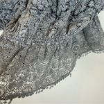 Queen Moda Women’s Blue Gray Smocked Cotton Lace Short Sleeve Blouse S Photo 7