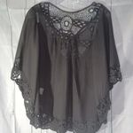 L'af' & Faire sheer and lace batwing shirt Black Photo 5