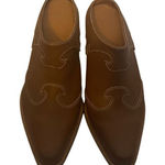Leather Western Booties Clogs Mules 3 Inch Heels Brown Size‎ 8 Top Stitching Tan Photo 0