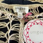 Umgee Linen Blend Crochet Open Front Blue Duster Vest Fringe Sz L Boho Y2K NWT Photo 7