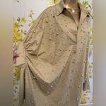 Beige Embellished Women's oversized shirt one size Tan Size L Photo 2