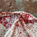 Princess Polly  Cream & Red Floral Sheer V-Neck Wide Smocked Waist Mini Dress 8 Photo 4