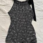 Y2K bow print high neck halter top with bow Size medium Black Photo 0