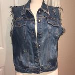 IZOD  Denim vest studded retro Y2K P/L punk preppy 100% cotton distressed… Photo 1