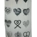 Moschino I Love Hearts Graphic Logo Silky Long Scarf White and Grey Print Photo 3