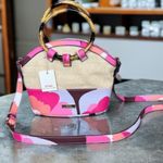Trina Turk NWT  Crossbody Rainbow Petals Purse Natural Pink Photo 1