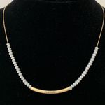Bella Canvas Brushed Gold Blessed Bar & Gray Glass Bead Necklace  Photo 3