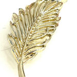 Gerrys Gold Leaf Brooch Pin 2.75" Designer Signed Palm Frond Open Metalwork Vtg Photo 0