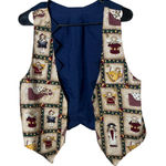 Vintage Angel Novelty Print Holiday Christmas‎ Vest Sleeveless Top Tan Size M Photo 0