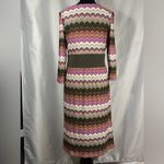 Chris McLaughlin Knit Dress Chevron Print Green Purple Brown 3/4 Sleeves Sz 14 Photo 1
