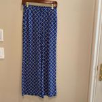 Evan Picone Black Label  Wide Leg Slinky Geometric Cobalt Blue Printed Pants XS Photo 3