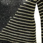 Anthropologie Escio Asymmetrical Metallic Sequin Sweater Black Gold Size S Photo 5