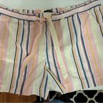 Loft  Pink and Blue Striped Shorts with Drawstring Waist Size L NWOT Photo 0