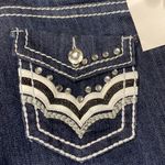 BB Jeans Embellished Dark Wash Denim Rhinestone Pocket Straight Leg Jeans Size 7 Silver Photo 2