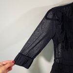 Central Park West Vintage 90s Black Lace Sheer Organza Ruffles Q/S Blouse Size P Photo 5