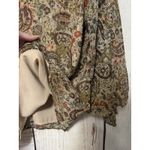 Vince Camuto Blouse Top Gold Paisley All Over Print V Neck Long Sleeve Size 1X Photo 2